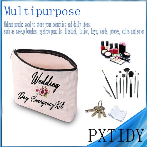 PXTIDY Bride Wedding Day Emergency Kit Bridal Shower Gift Wedding Survival Kit Makeup Bag Bride To Be Gift(Beige)