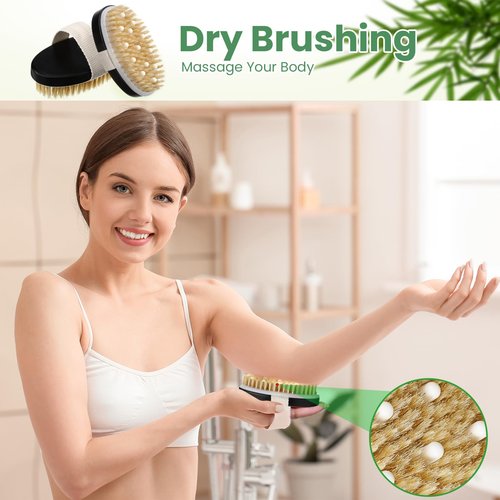 Gejoy 10 Pcs Dry Brushing Body Brush Exfoliating Brush with Massage Nodule Dry Skin Body Scrubber for Shower Bath Back Circulation Improvement Dead Skin Exfoliator (4.92 x 2.56 Inches,Black)