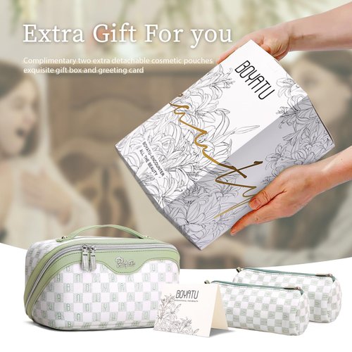 BOYATU Travel Makeup Bag for Women Organizer: Cosmetic Bag - Large Capacity Toiletry Bag 02-Light Green
