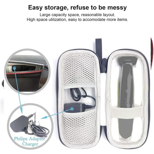 INVODA Shaver Travel Case for Hybrid Electric Trimmer QP2520 QP2530 QP2620 QP2630 Sturdy and Wear-resistant Easy to Carry Deal for Business Trips