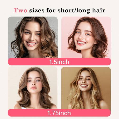 2in1 Negative Ion Thermal Brush -Heated Round Brush, Curling Iron 1 1/2 Inch& Curling Iron 1 3/4 Inch, 5 Temperature Settings,Dual Voltage