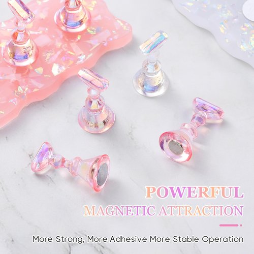 Etercycle Nail Stand, 2 Set Nail Holder For Painting Nails, Magnetic Press On Nail Kit Nail Tech Must Haves Practice Acrylic Nail Art Tools for Home DIY Salon Nails Display with 96 Pcs Sticky Putty