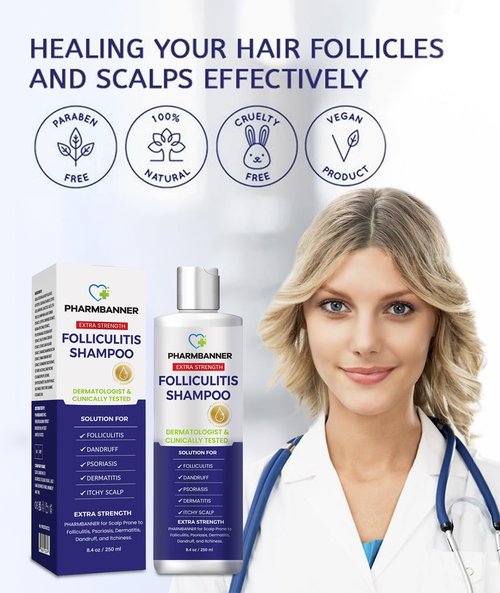PHARMBANNER Anti-Fungal Shampoo for Itchy, Dry Scalp – Supports Scalp Health, Helps with Folliculitis, Seborrheic Dermatitis & Scalp Flaking-2 Pack