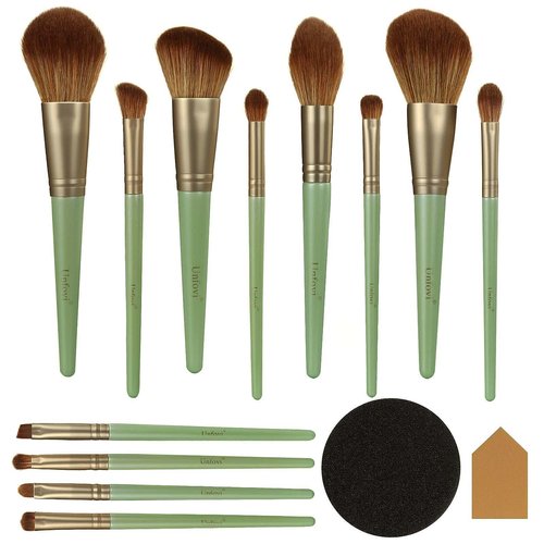 Unfovi 14 Pcs Makeup Brush Set, Cosmetic Brushes for Foundation, Concealer, Eyeshadow, Blush, Powder & Contouring, Professional Beauty Makeup Tools for Women & Beginners(Mint Green)