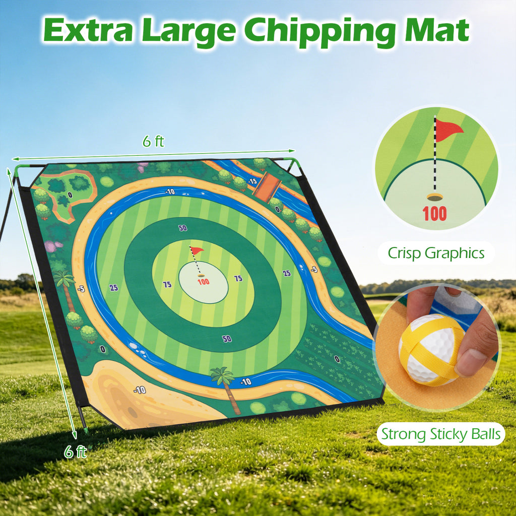 Golf Chipping Game Set with Adjustable Clubs - Indoor & Outdoor Family Fun