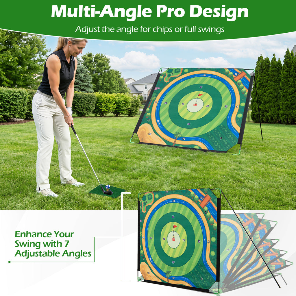 Golf Chipping Game Set with Adjustable Clubs - Indoor & Outdoor Family Fun