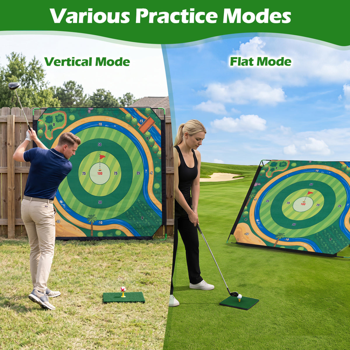 Golf Chipping Game Set with Adjustable Clubs - Indoor & Outdoor Family Fun