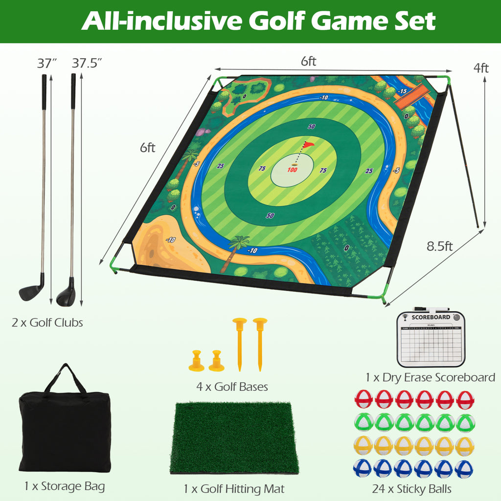 Golf Chipping Game Set with Adjustable Clubs - Indoor & Outdoor Family Fun