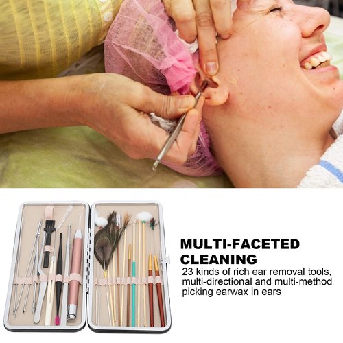 Ear Wax Tool, 23 Kinds of Tools Spiral Double‑Ended Ear Picks Comfortable Ear Wax Removal(23 Classic Black Ear Pick Sets)