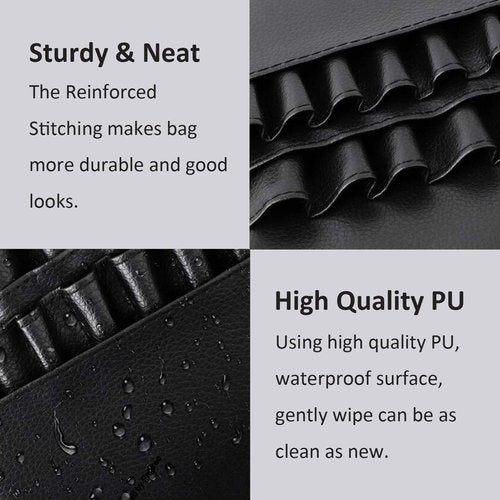 goldwheat Makeup Brush Belt Professional 26 Pockets With Artist Strap, Portable Foldable Cosmetic Pouch For Women