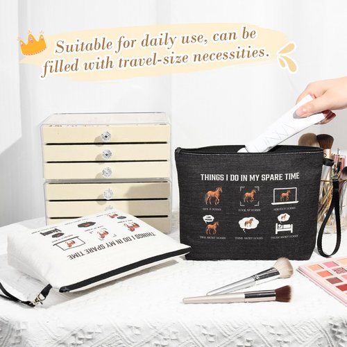 SOIDRAM 2PCS Western Makeup Bag Cow Makeup Bag Cosmetic Bag Travel Toiletry Bag