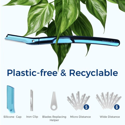 Upgrade Metallic Blue Finish Eyebrow Razor with Rose Gold Eyebrow Razor