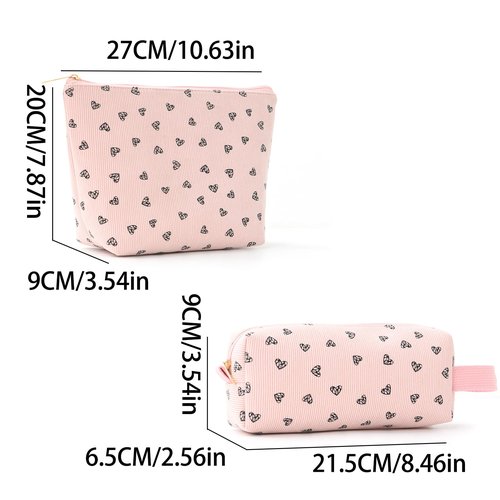 Apxouans Makeup Bag for Women Fashion Heart Shape Cosmetic Bag for Travel Toiletry Bag for Teen Girls Preppy Teacher Gifts Trendy Stuff Pink