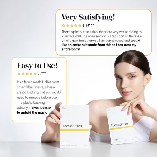 TROXEDERM Repair Facial Mask Set – Korean Moisturizing Sheet Mask with Niacinamide, Troxerutin & Adenosine, Hydrating Face Mask for Barrier Care, Radiant Skin & Daily K-Beauty Self Care, Pack of 5