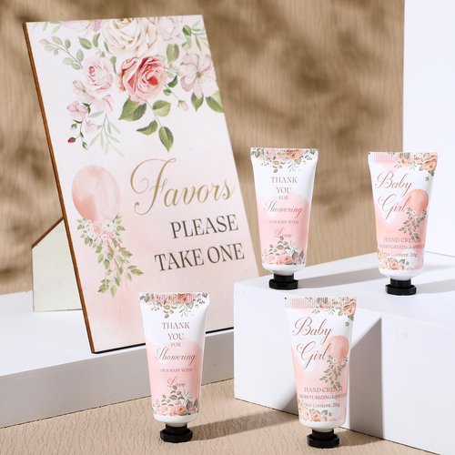 Dansib 30 Pack It's a Girl Baby Shower Hand Cream Baby Shower Favors Games Prizes Party Favors with 1 Wooden Stand for Guests for Gender Reveal Souvenirs, Gift Bags Stuffers