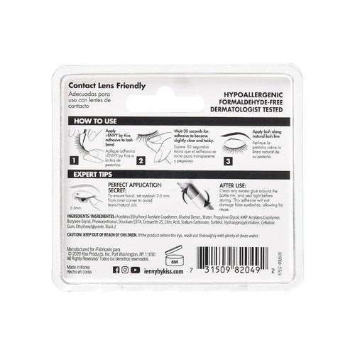 i Envy by Kiss 3D Lash Glue Super Strong Hold (Black) Brush On Type, Formaldehyde Free, Latex Free