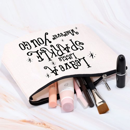 MBMSO Leave a Little Sparkle wherever You Go Makeup Bag Sparkle Cosmetic Bag Travel Makeup Bag Inspirational Gifts for Women (Sparkle Bag)