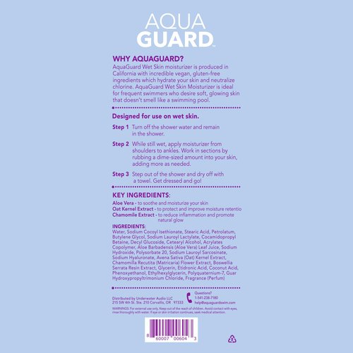 AQUA GUARD After-Swim Wet Skin Moisturizer | Leaves Skin Soft+Neutralizes Chlorine Scent & Residue | In-Shower Lotion | Saves time | Apply to wet skin then towel off | Fast Absorbing (2-Pack)