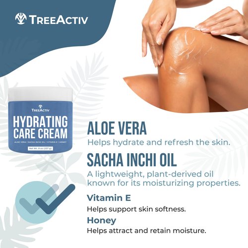TreeActiv Psoriasis Cream, 8 oz, Soothing Moisturizing Cream with Hyaluronic Acid for Face, Scalp, and Body, Hydrates Scaly Dry Skin, 500+ Uses