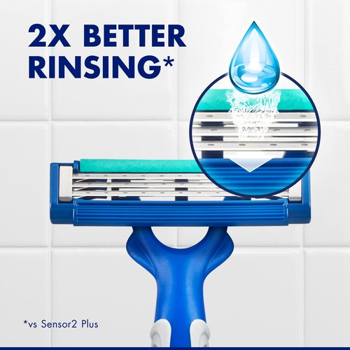 Gillette Sensor3 Simple Men’s Disposable Razors, 8 Count (Pack of 2) Blue