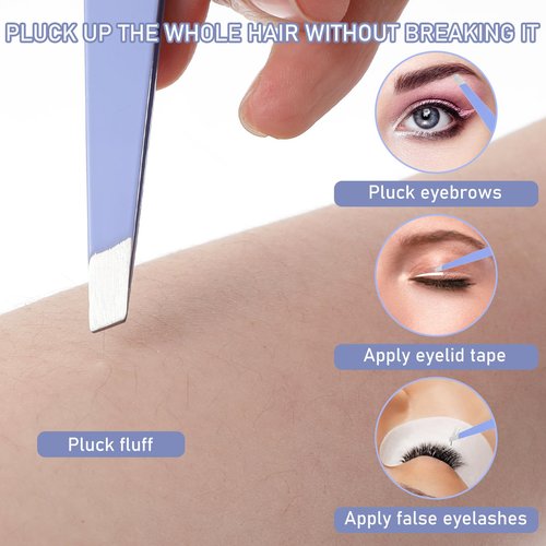 7 PCS Blackhead Remover Tool Kit - Blackhead Tweezers and Ingrown Hair Tweezers, Precision Black Head Pimple Extractor Curved Tip Lash Tweezer for Pimple Whitehead Ance(Purple)