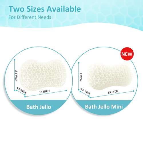Sunlit Bath Jello Mini Gel Bath Pillows, Lumbar Pillow for Bathtub, Back Support Pillow, Gel Pillow with Non-Slip Suction Cups for Lumbar, Back Rest Support, Transparent White