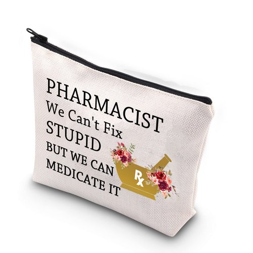XYANFA Pharmacist Makeup Bag Thank You Gifts for Pharmacist Pharmacy Tech Canvas Bag Graduation Gift for Her (PHARMACIST We Can't Fix STUPID)