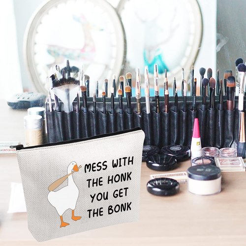 PWHAOO Mess With The Honk You Get The Bonk Cosmetic Bag Goose Game Lover Gift (Mess With The Honk B)