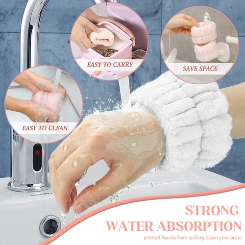 8 Pcs Spa Wrist Bands - Absorbent Microfiber Wristbands for Bathing, Prevent Water Spilling Down Your Arms