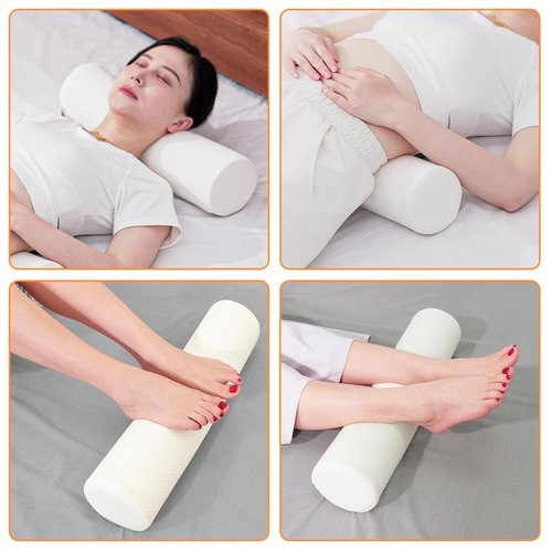 2 Pack Round Massage Table Bolster Pillow Pad, Bolster Pillow, Round Pillows, Suitable for Earthlite Massage Table (White, 4.7''x19.6'')