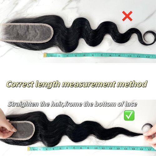 2x6 HD Lace Closure Body Wave Human Hair Transparent 2 by 6 HD Lace Closure 16Inch 100% Brazilian Virgin Unprocessed Middle Part Human Hair Kim K Closure With Baby Hair Natural Color