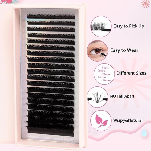 L Curl Mixed Lash Trays by SoCal Beauty – Faux Mink Eyelash Extensions L Curl – 20 Rows per Tray, Color-Coded, Aluminum Backing & Window View – Professional Lash Extensions
