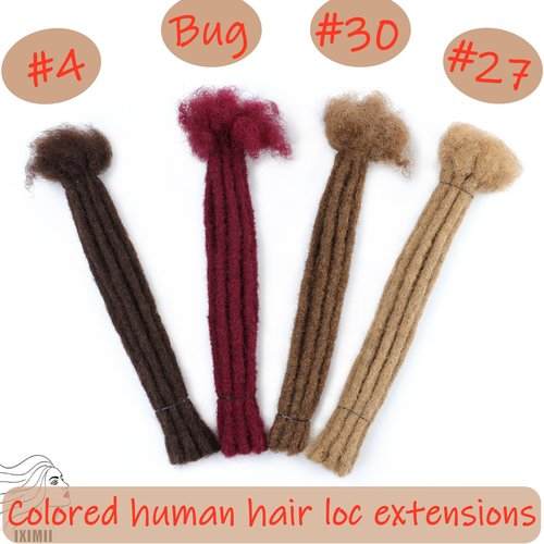 IXIMII #30 Dreadlock Extensions Human Hair 0.8 cm 8 inch 20 Strands Brown Handmade Permanent locs with Needles and Comb Real Human Hair Dreads Extensions for Women Men Kids