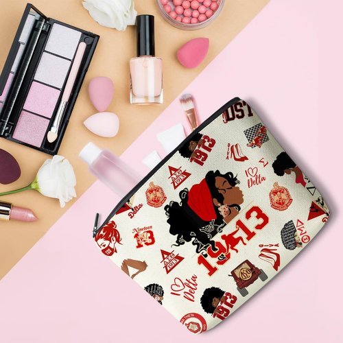 LONGXIN Sorority Gifts for Women Make up Bag Paraphernal Gifts Delta Cosmetic Bag Gift Makeup Zipper Pouch Bag