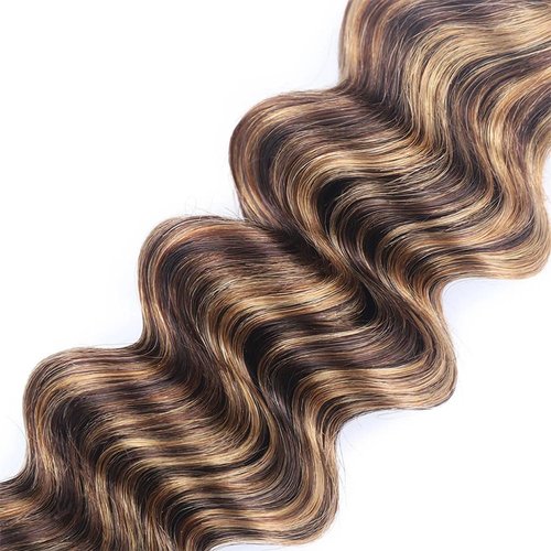 4/27 Bundles Human Hair Ombre Deep Wave Bundles Unprocessed Brazilian Remy Hair Extensions 14 14 14 Inch Highlight Honey Brown Bundle Ultra Soft No Tangle For Women Deals