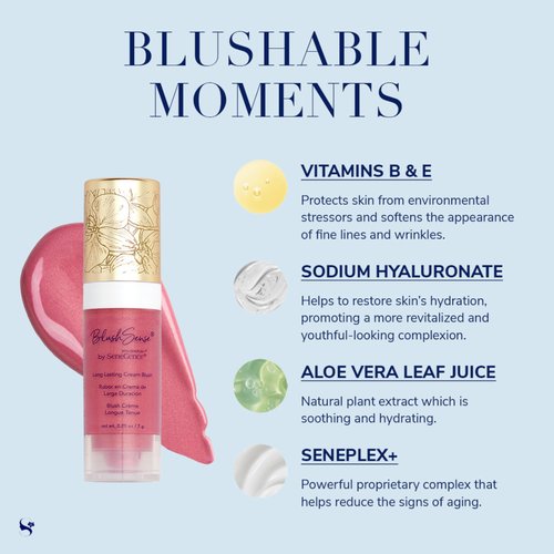 SeneGence BlushSense Cream Blush, Pouty Pink, 0.25 Oz, Blendable Hydrating Formula with SenePlex+ for Anti-Aging Benefits, Enriched with Vitamins B & E