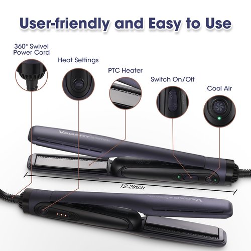 VAGARY Hair Straightener -Professional Air Straightener, Air Straight Drying and Hair Styling in One Step, 2 in 1 Hair Straightener with 3 Temperature Settings, Auto-Shutdown, 110V-240V Dual Voltage