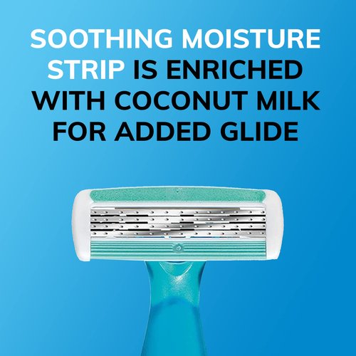 BIC Soleil Comfort Disposable Razors for Women, Sensitive Skin Razor with Aloe Vera and Vitamin E Lubricating Strip and 4 Blades, 10 Piece Razor Set (Pack of 3)