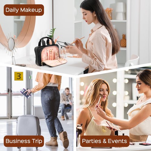 Elite Dance Gear Hanging Makeup Bag with Built-In Mirror – Travel Toiletry & Cosmetic Organizer for Women and Performers