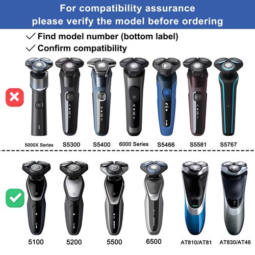 SH50 Replacement Blades Compatible with Series 5000 Electric Shavers, Replacement Heads For Philips Norelco 5000 Shaver, SH50 blades, 6-pc pack