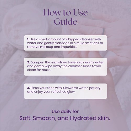 Purple Duck Facial Cleanser Kit – 4 Oz Whipped Coconut Butter Cleanser with Microfiber Towel - Hydrating & Nourishing Skin Care Set – Deep Cleansing & Hydrating Face Care Set for Women & Men