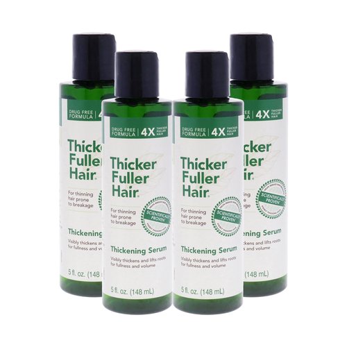 Thicker Fuller Hair Thickening Serum - Thinning Hair Treatment - Hair Volumizer Serum with Natural Ingredients - Fights Breakage - 4 pc