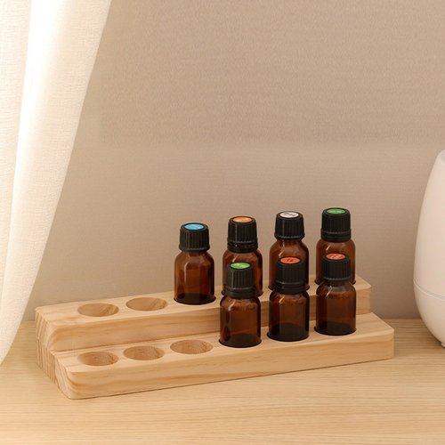 LONG TAO Essential Oil Display Stand Solid Wood Essential Oil Holder with 2 Tier Display Organizer Essential Oils Box Organizer Storage Rack for Organizing Displaying Holds 12 Bottles Shelves for Oil
