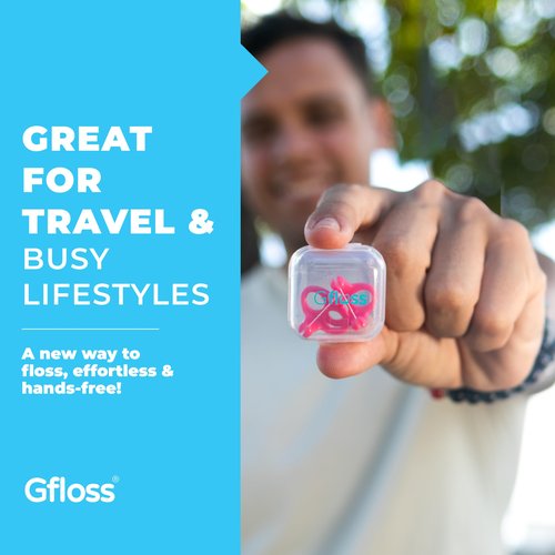 Gfloss Hands-Free Dental Floss - 120 Count (Pack of 3) + Light Travel Case - Easy to Use, Discreet Flossers for Adults | Travel Floss | Thin Soft Floss for Tight Teeth | PFAS-Free | Unwaxed