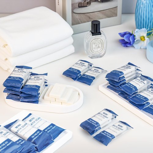 FAOEHN Mini Travel Size Bar Soap in Bulk - Pack of 200,Individually Wrapped 15 g/0.53 oz Disposable Small Hotel Hand Face & Body Soap for Guests,Homeless,Charity,Church,Shelter,Nursing Home (200)