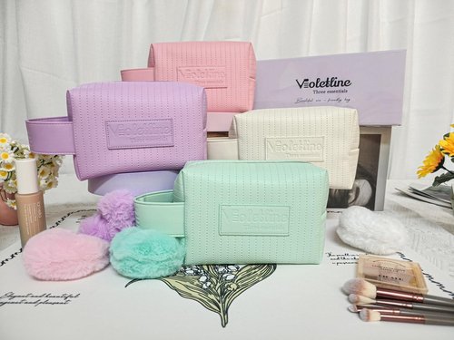 Violetline Travel Makeup Bag, Large Capacity Cosmetic Bag for Women, Water resistant Portable Pouch Open Flat Toiletry Bag Makeup Organizer with Handle (Green)