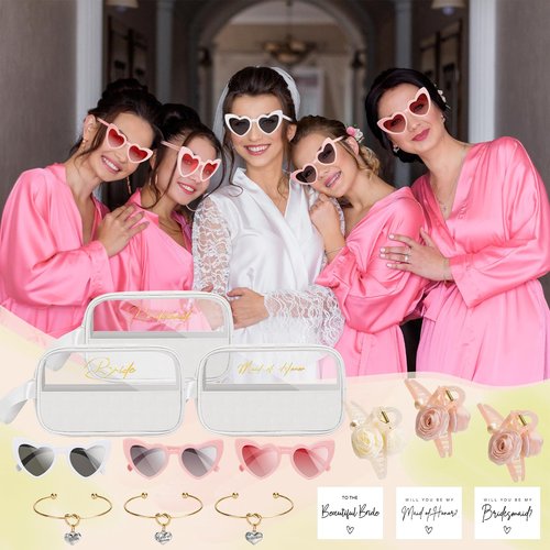 Bridesmaid Gifts,Wedding Gifts for Valentines Day,42PCS Bridesmaid Proposal Gifts,Wedding Maid of Honor Gifts,Bridal Shower Cosmetic Makeup Bags