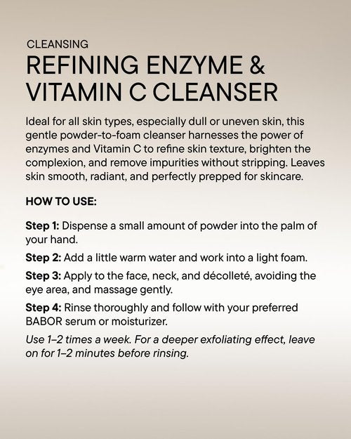 BABOR Enzyme & Vitamin C Powder Cleanser – Water-Activated Face Wash for Brightening & Exfoliation | Gentle Daily Polish for the Look of Refined Pores & Radiant-Looking Skin | Travel-Friendly