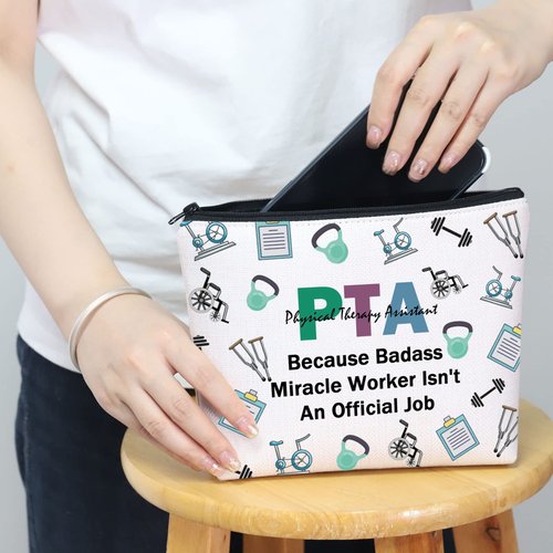 MNIGIU PTA Cosmetic Makeup Bag Physical Therapy Assistant Gift Physical Therapist Appreciation Gift PTA Graduation Gift (PTA Bag)