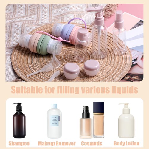 BS-MALL10-pack Leak-proof Travel Bottles Set - Silicone Shampoo & Conditioner Containers With Folding Design & Toiletry Bag For Convenient Trips Shampoo Lotion Skincare